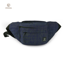 Customized blue double zipper reflective running waist belt bag